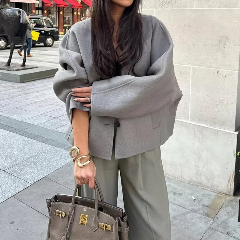 Stylish Wool Kimono Pocket Top