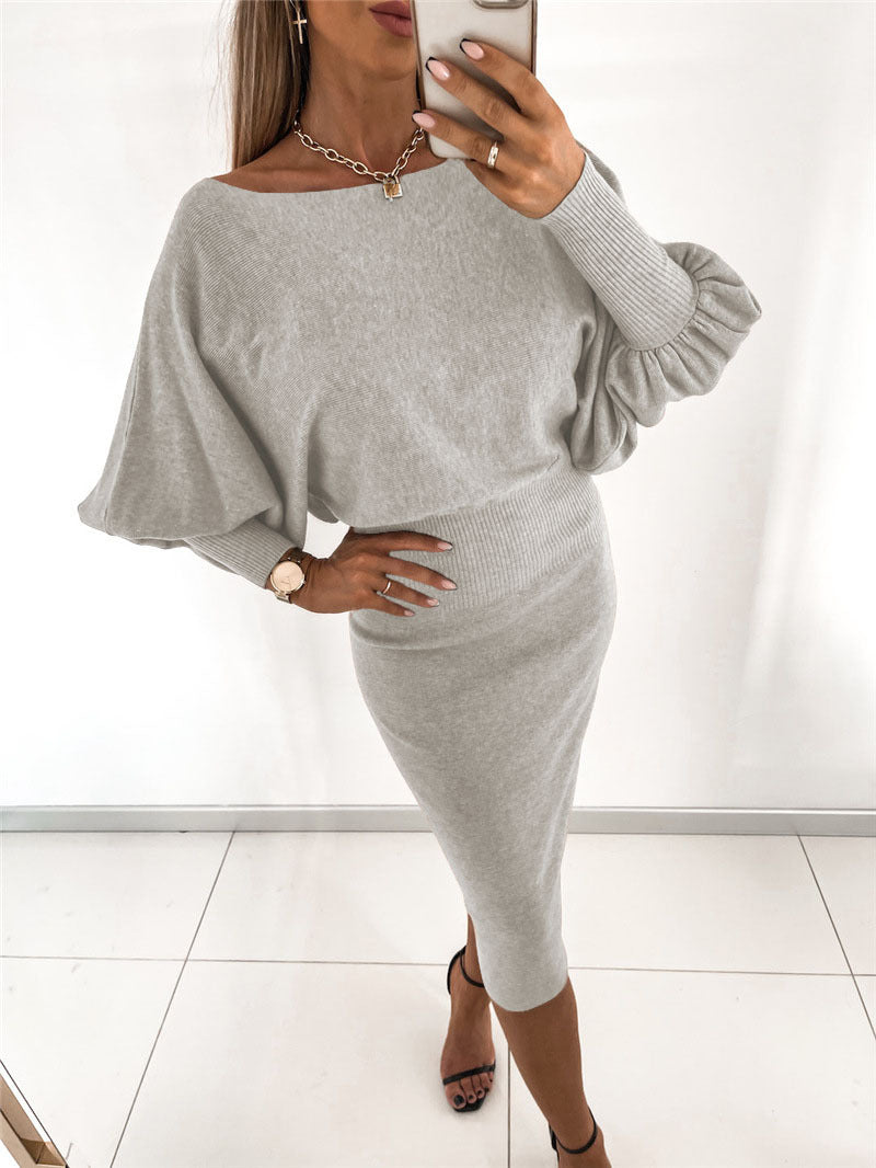 Temperament Knitting Solid Color Dress