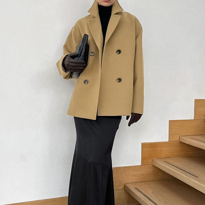 Stylish Suit Collar Woolen Overcoat