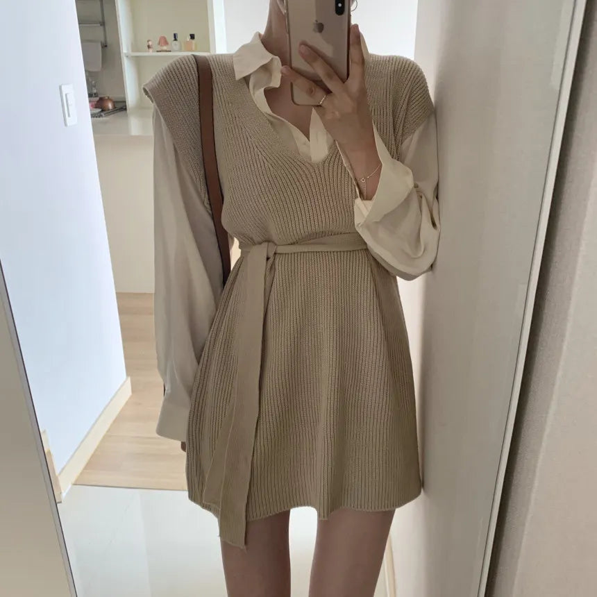 Chic V-Neck Knitted Loose Wool Vest