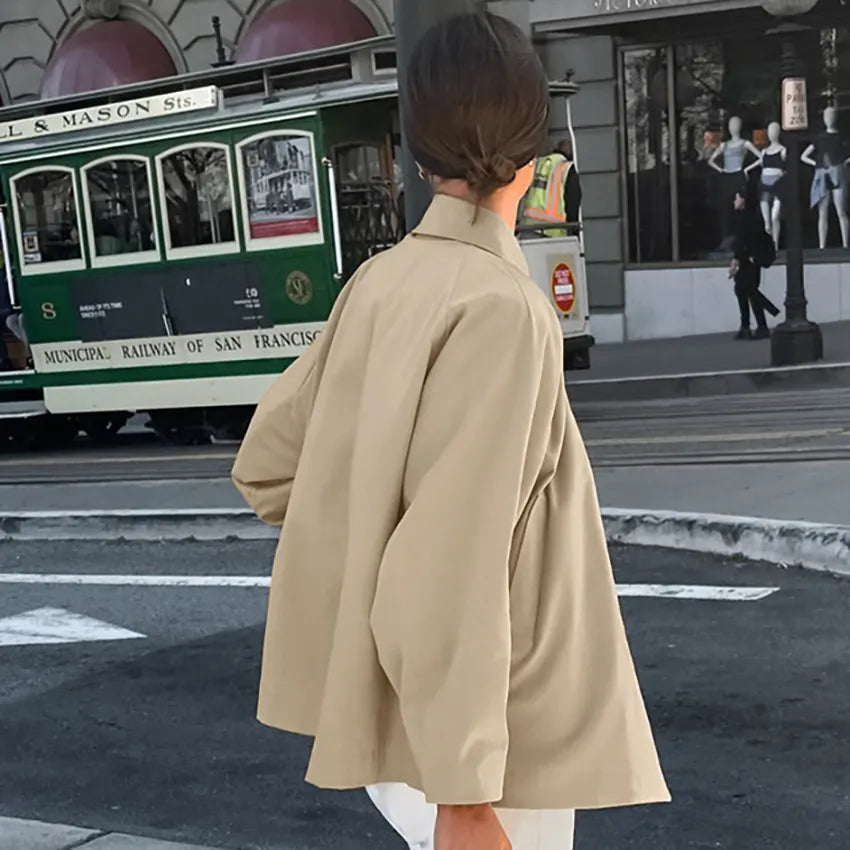 Casual French Lapel Solid Color Jacket