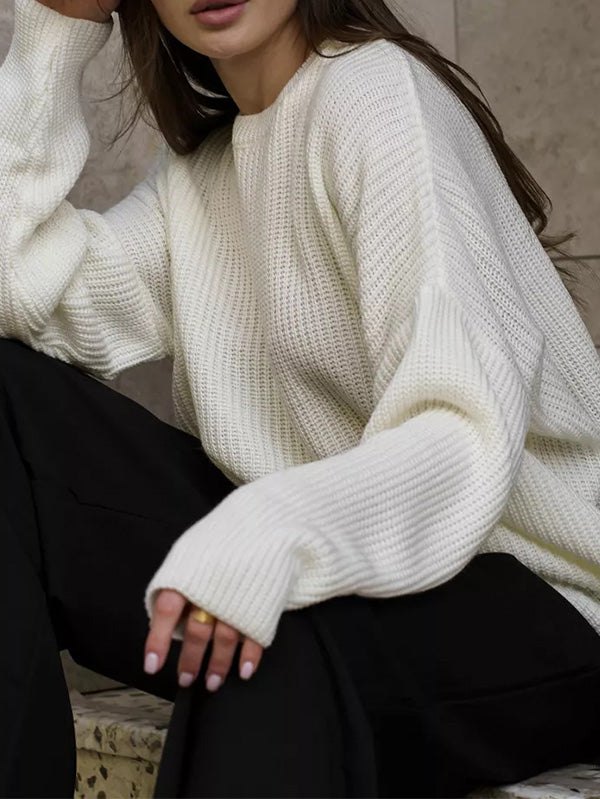 Casual Solid Color Loose Warm Sweater