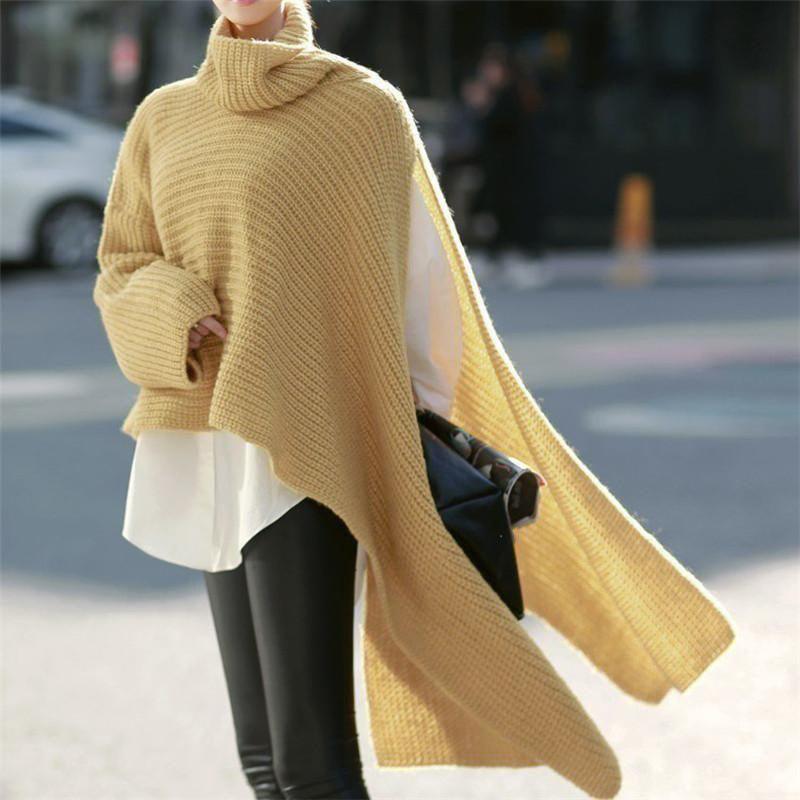 Fashion Week Irregular Sweater Cape