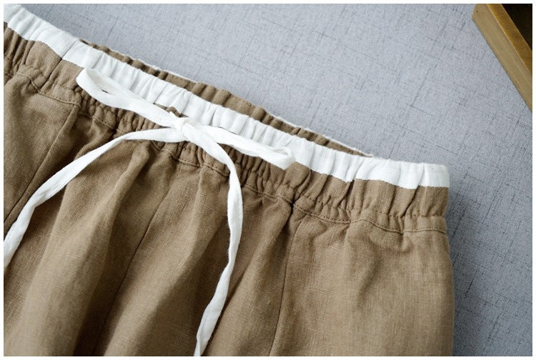 Comfortable loose solid color cropped pants
