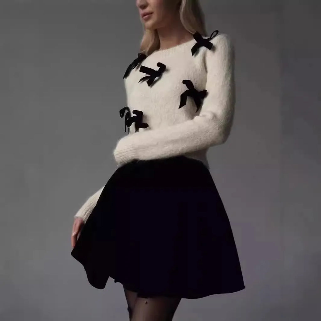Sweet Bowknot Long-sleeved Sweater