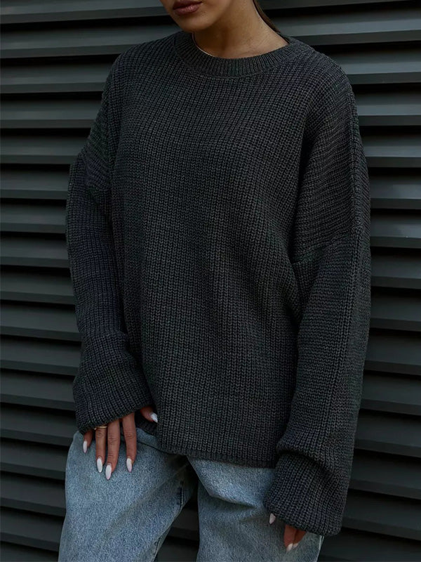 Casual Solid Color Loose Warm Sweater