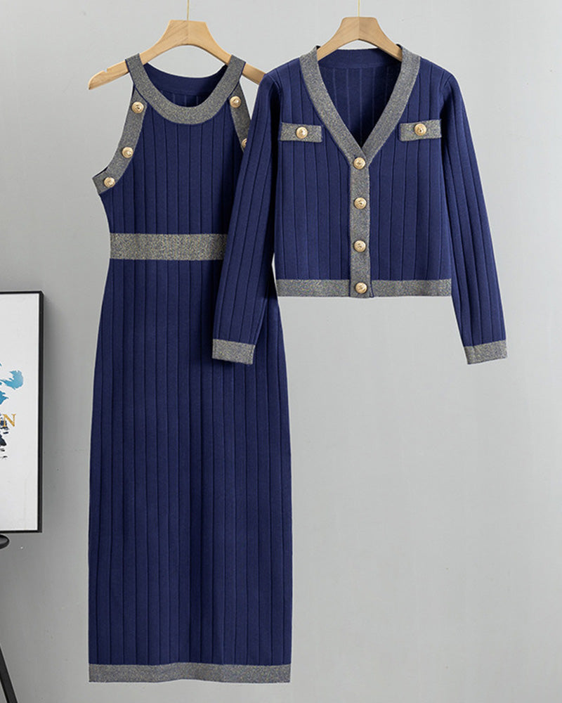 Knitwear Vest Dress Two-piece Set