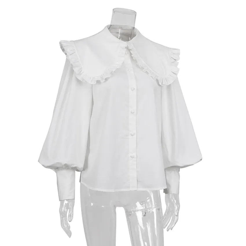 Classical Lapel Lantern Sleeves Shirt