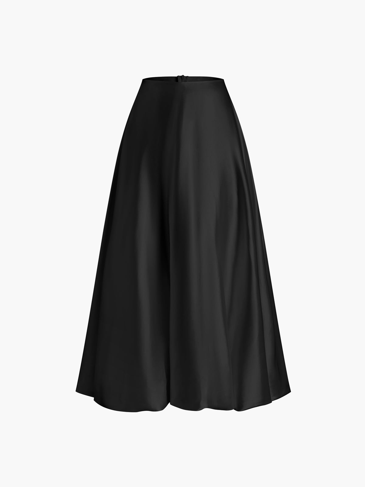 Zippered Satin A-Line Skirt