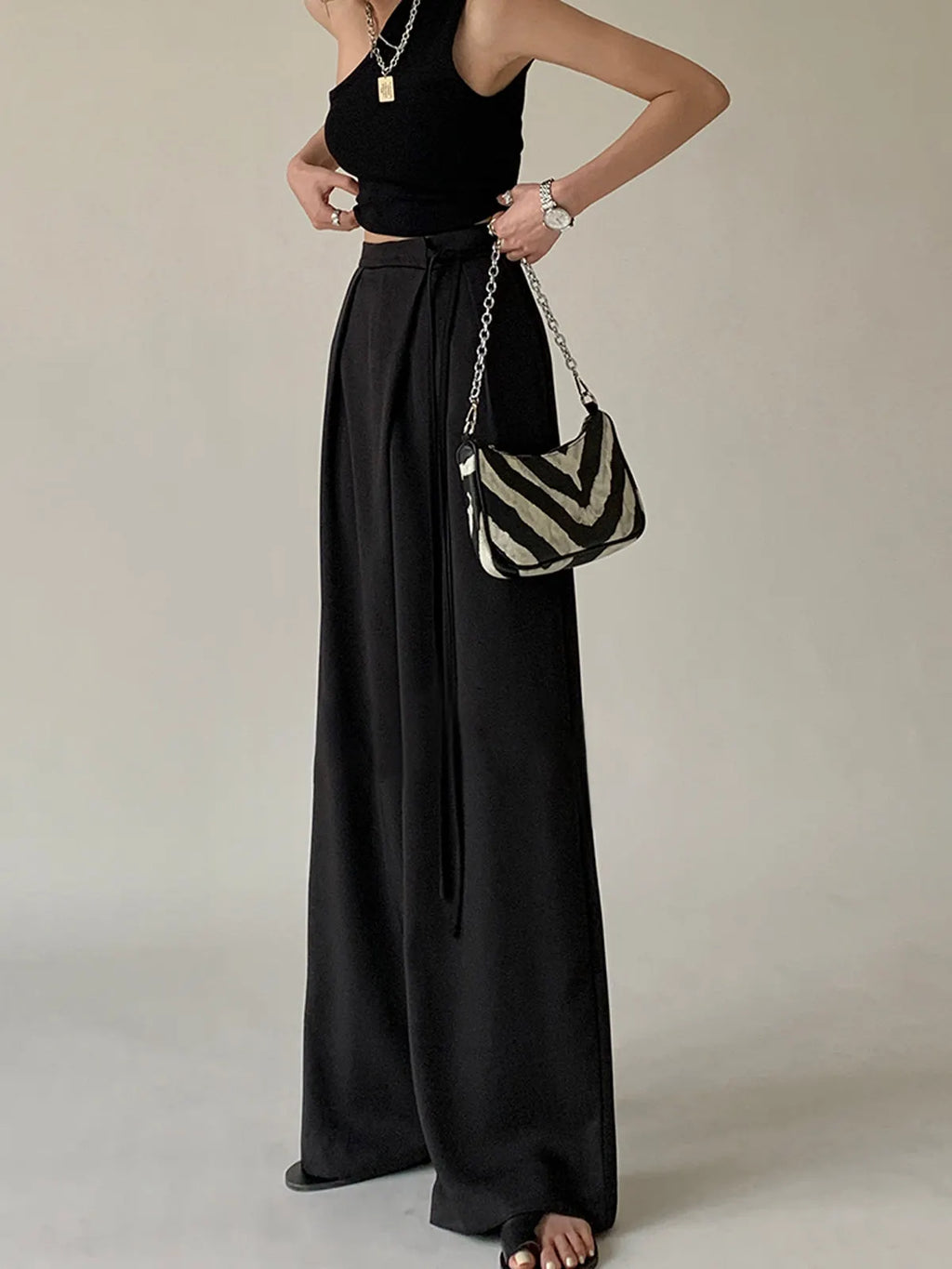 Tie Waist Flowy Wide Leg Pants