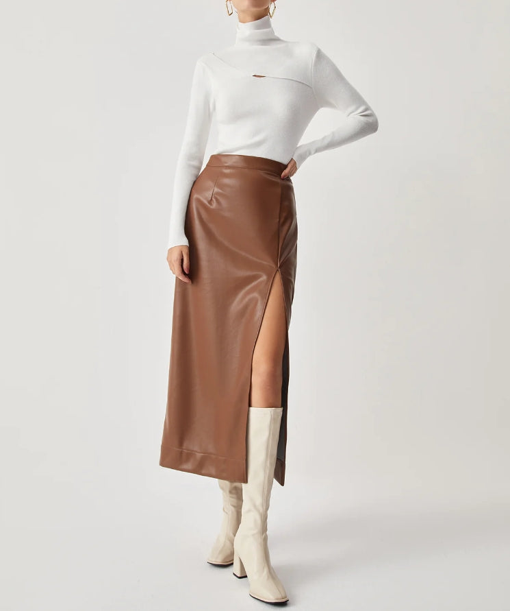 Criss Cross Turtleneck Long Sleeve Knit Top