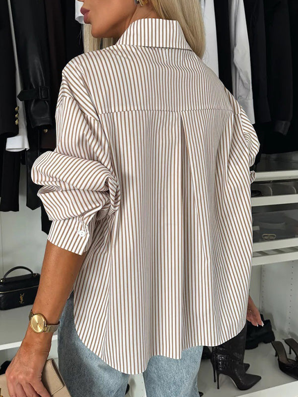 Temperament Striped Printed Shirt