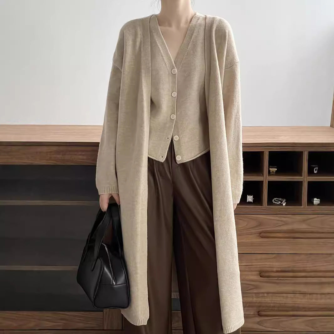 Stylish Soft Knitted Cardigan Vest Two-piece Set