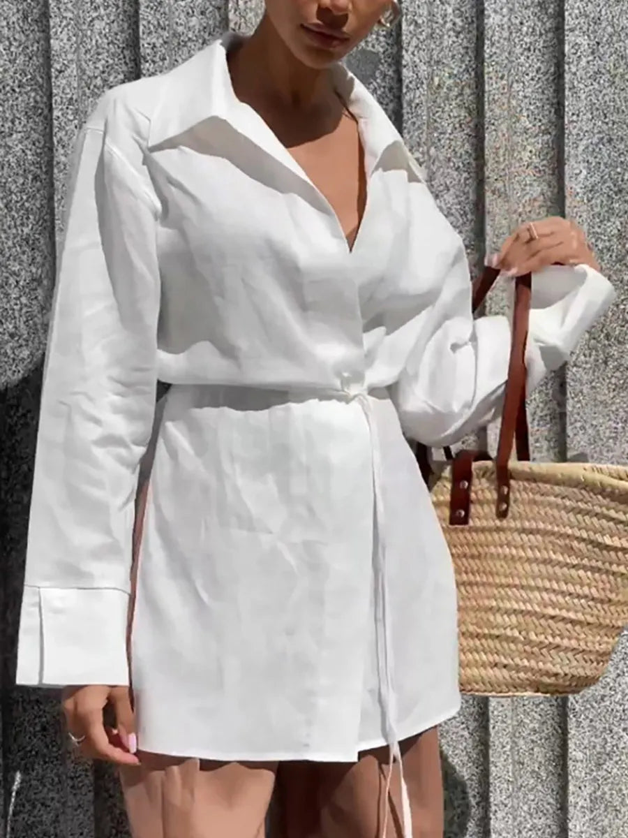 Leisure Versatile White Cotton Shirt