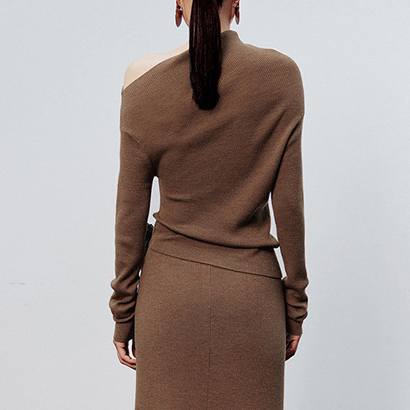 Off-shoulder Top and A-line Skirt Two-piece Set
