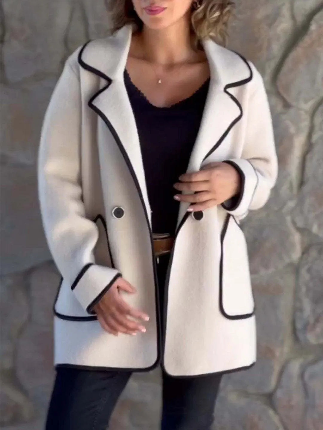 Temperament Suit Collar Double-Sided Wool Jacket