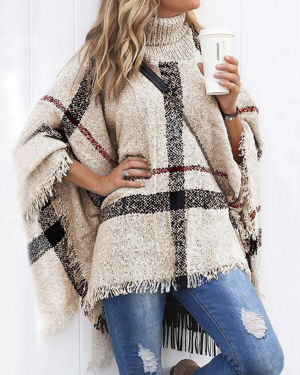 Cerilush Burberry Lattice Cloak Poncho Sweater