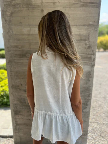 Solid Button-Up Skirt Shirt