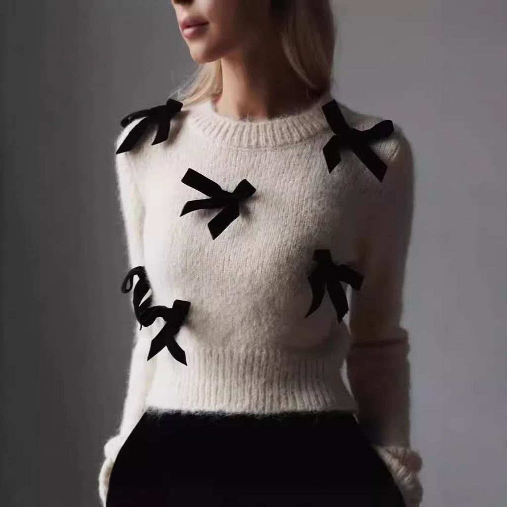 Sweet Bowknot Long-sleeved Sweater