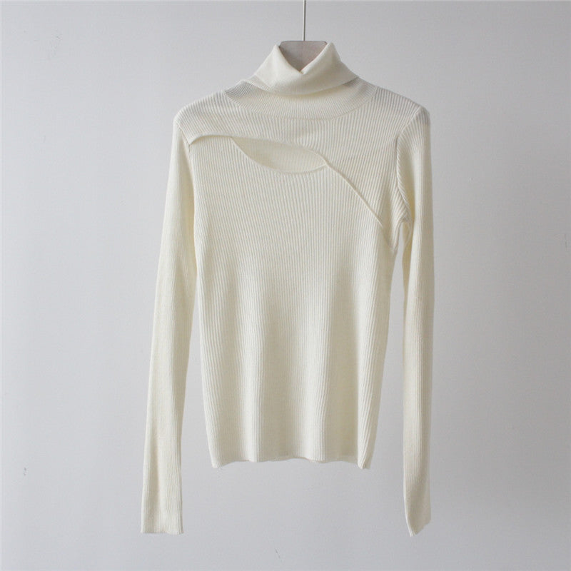 Criss Cross Turtleneck Long Sleeve Knit Top