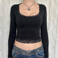 Gentle Lace Long -sleeved T -shirt