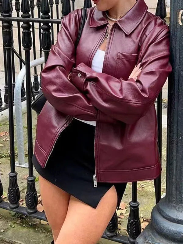 Stylish Burgundy Casual Jacket