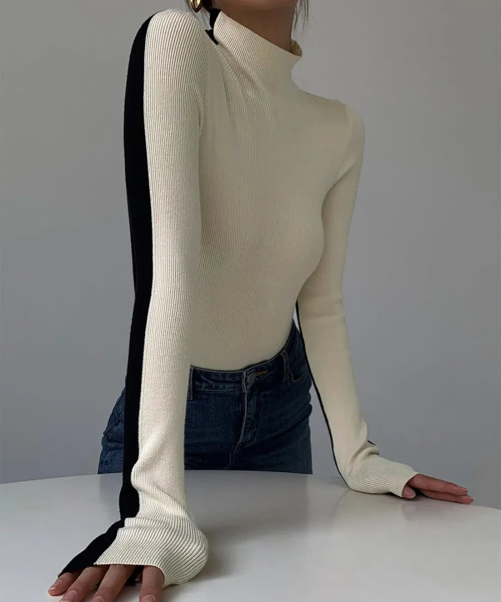 Women's High -necked Color Base Shirt
