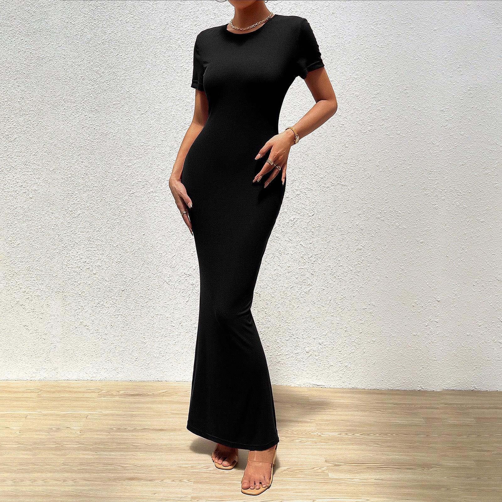 Elegant Round Neck Slim Fit Dress