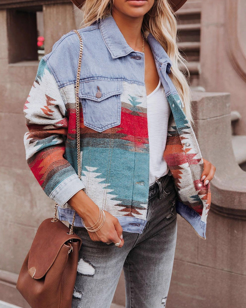 Art Patchwork Denim Jacket