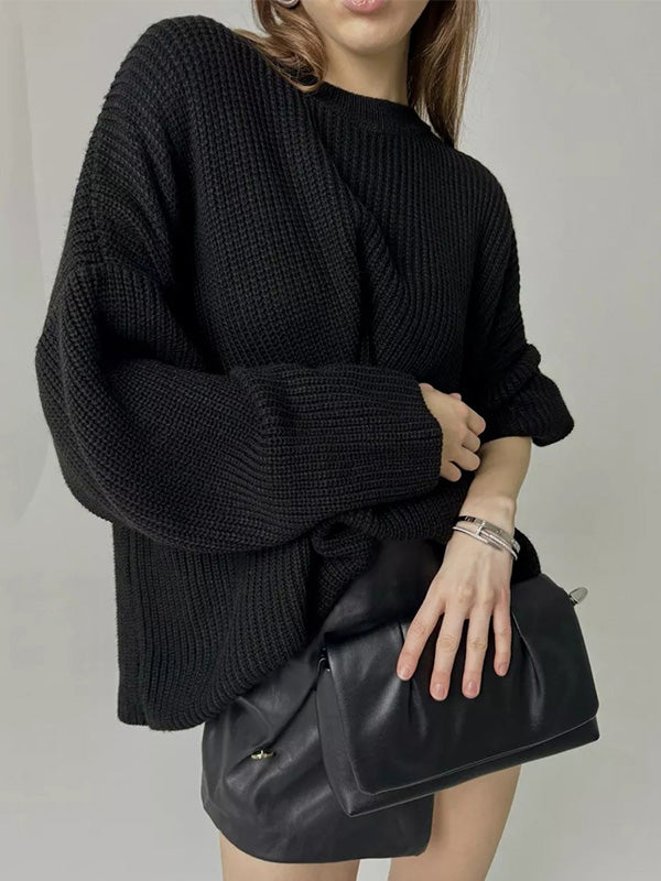 Casual Solid Color Loose Warm Sweater