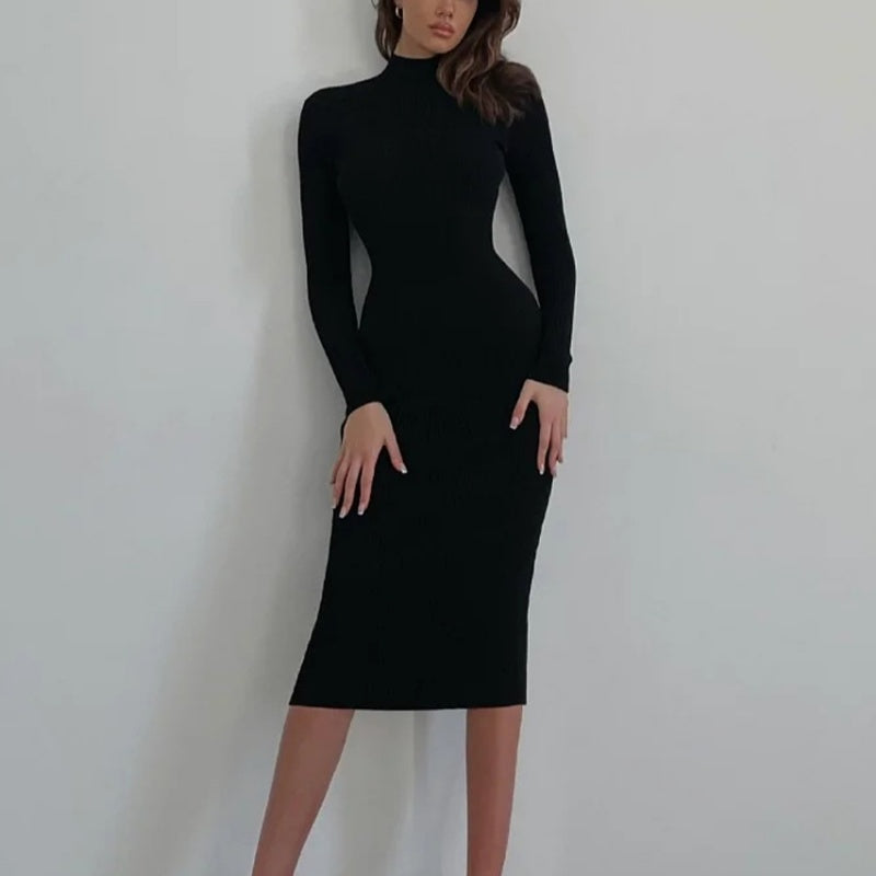 Sexy Turtleneck Woolen Dress