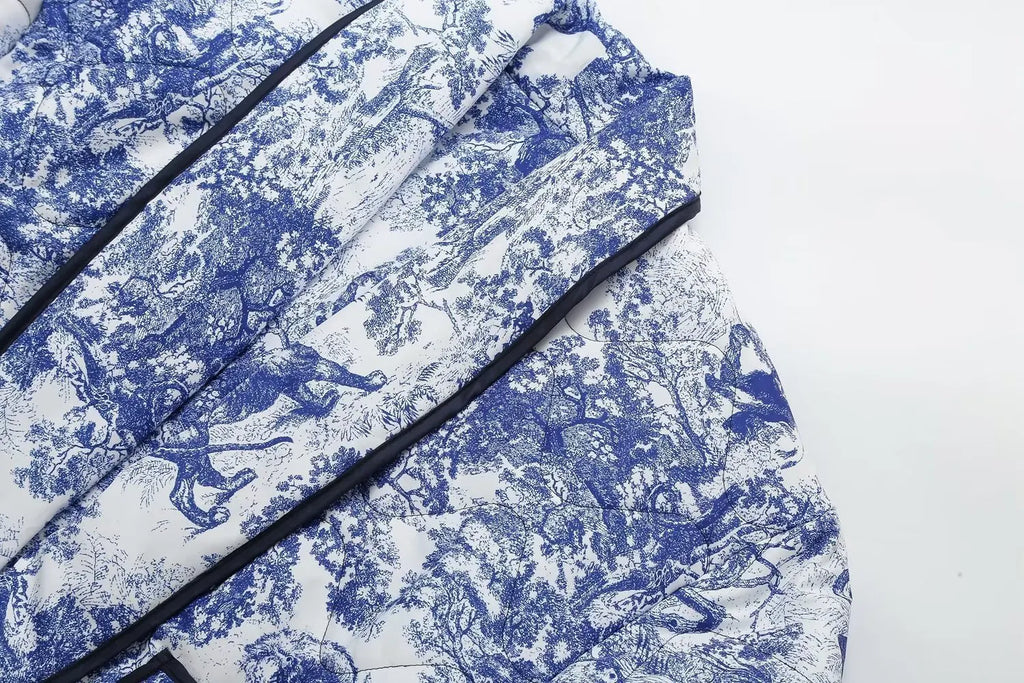 Border Printed Cotton-padded Jacket