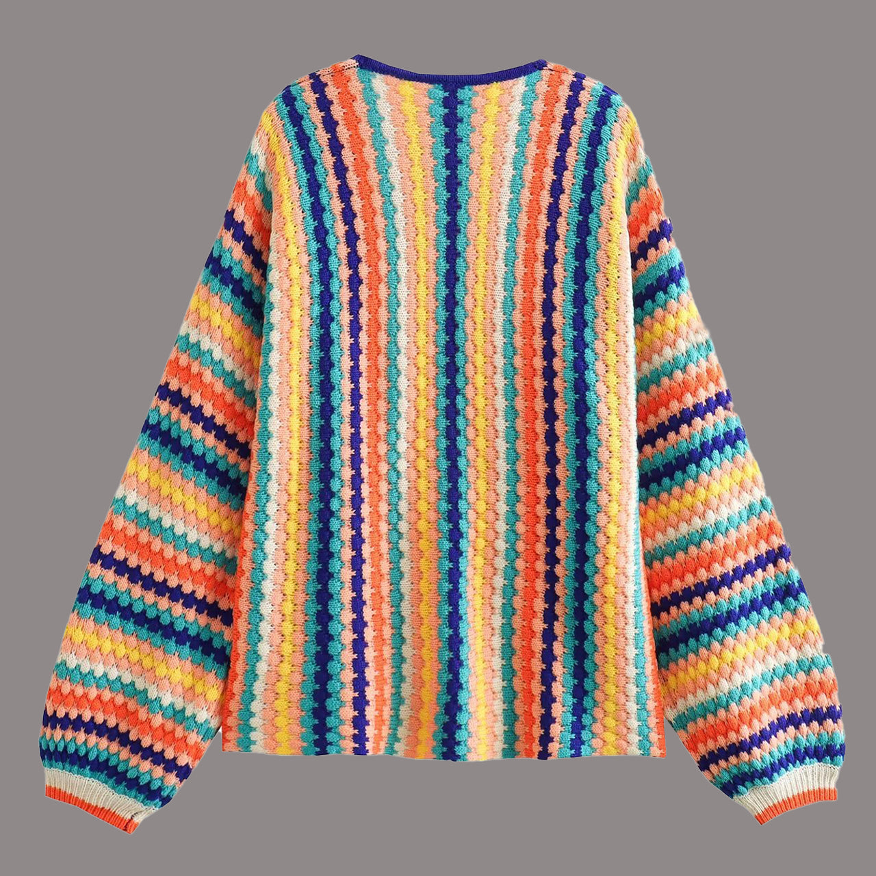 Colorful Striped Loose Cardigan Sweater