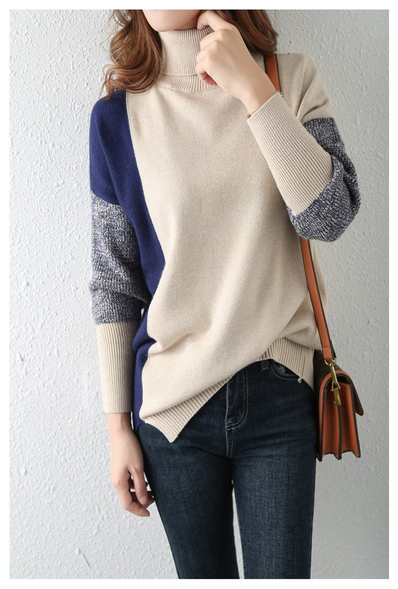 High Neck Contrast Sweater