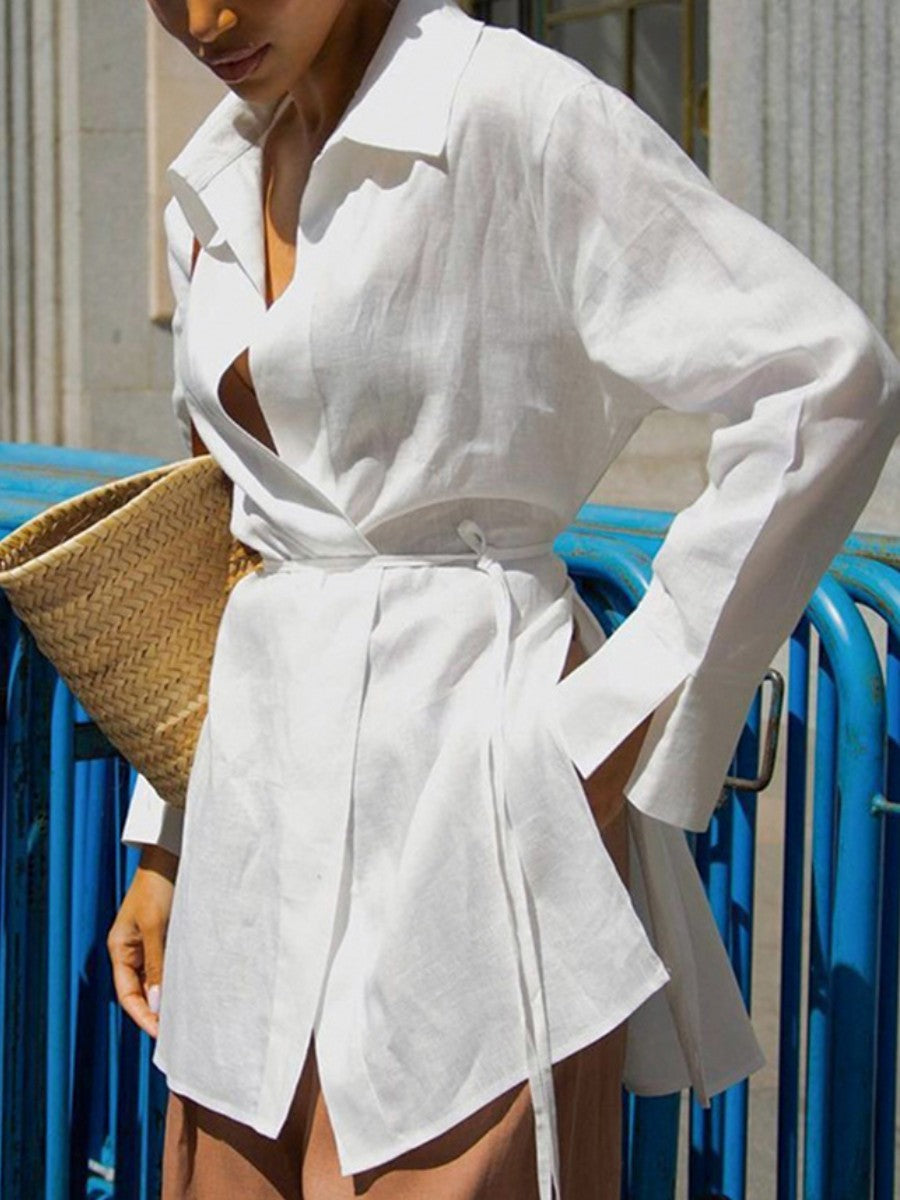 Leisure Versatile White Cotton Shirt
