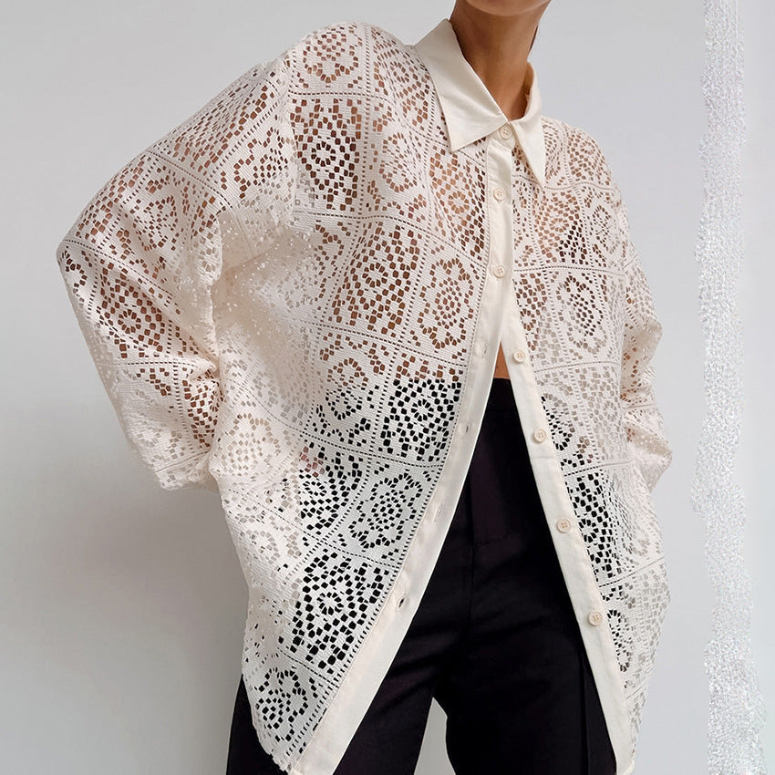 Vintage Lace Lapel Shirt