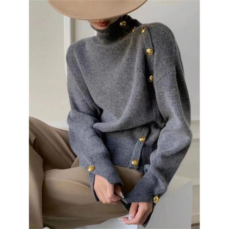 Vintage Buttoned Turtleneck Sweater