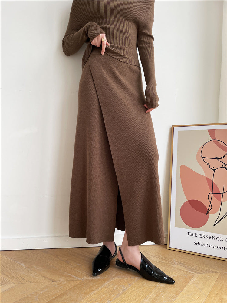 Off-shoulder Top and A-line Skirt Two-piece Set