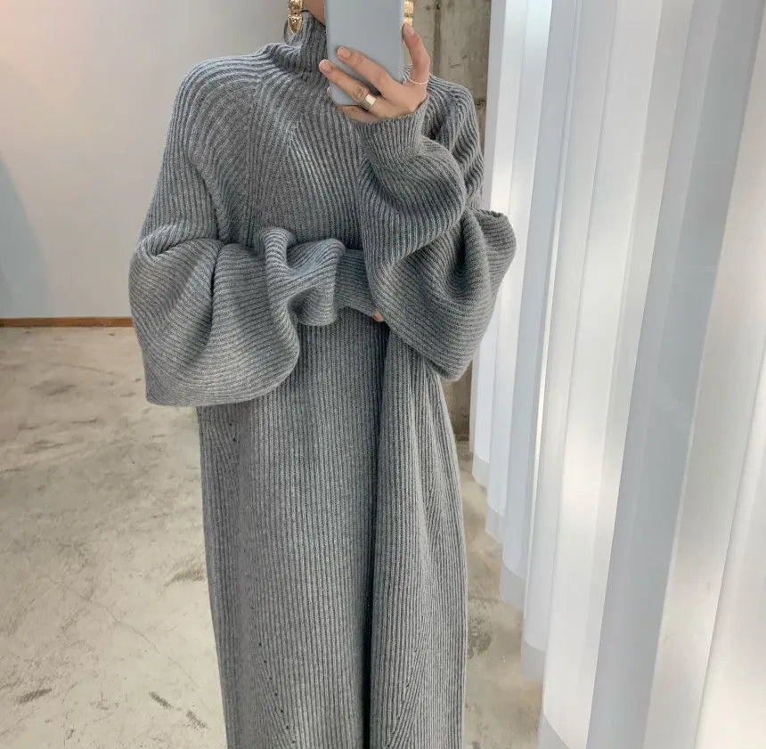 Casual straight sleeve knit dress