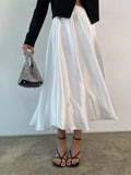 Zippered Satin A-Line Skirt