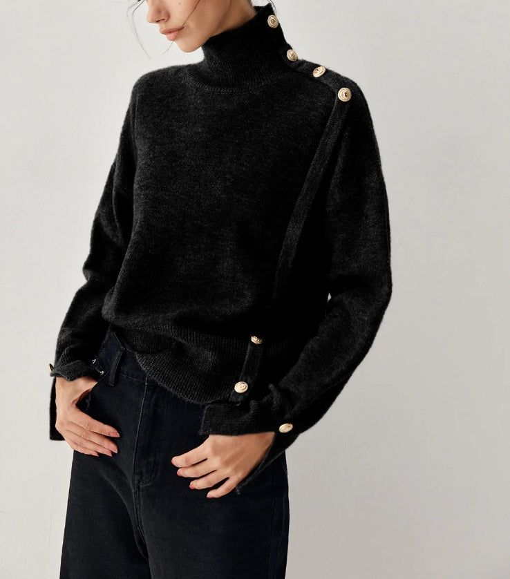 Vintage Buttoned Turtleneck Sweater