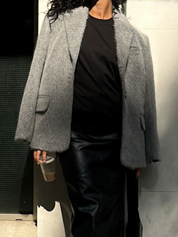 Stylish Lapel Plush Jacket