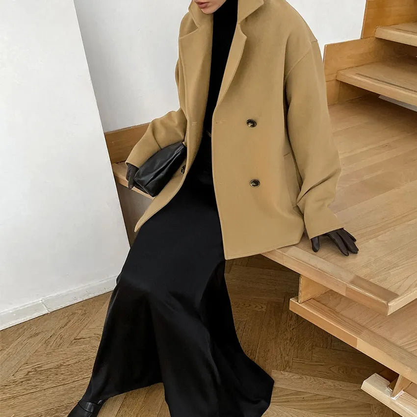 Stylish Suit Collar Woolen Overcoat