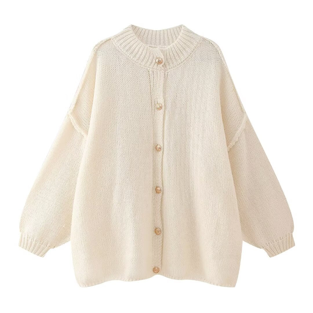 Stylish Solid Color Casual Bat-Sleeved Sweater Jacket
