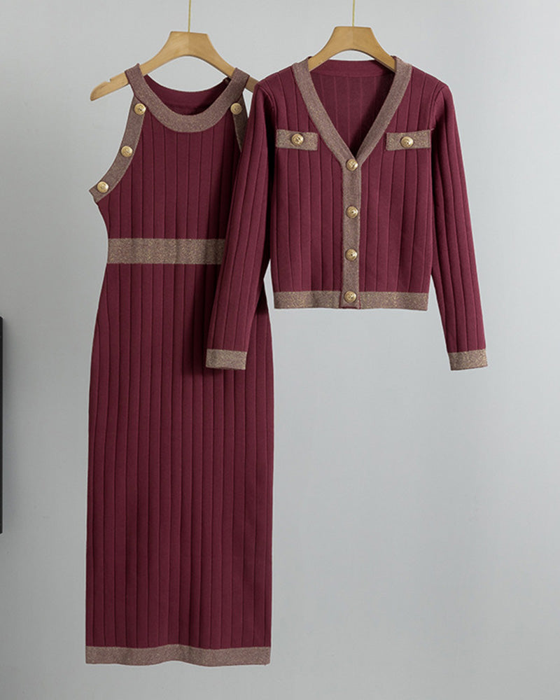 Knitwear Vest Dress Two-piece Set