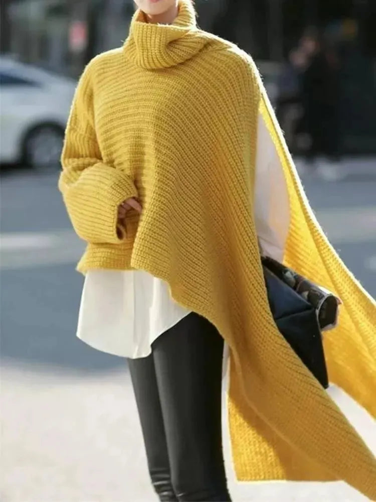 Fashion Week Irregular Sweater Cape