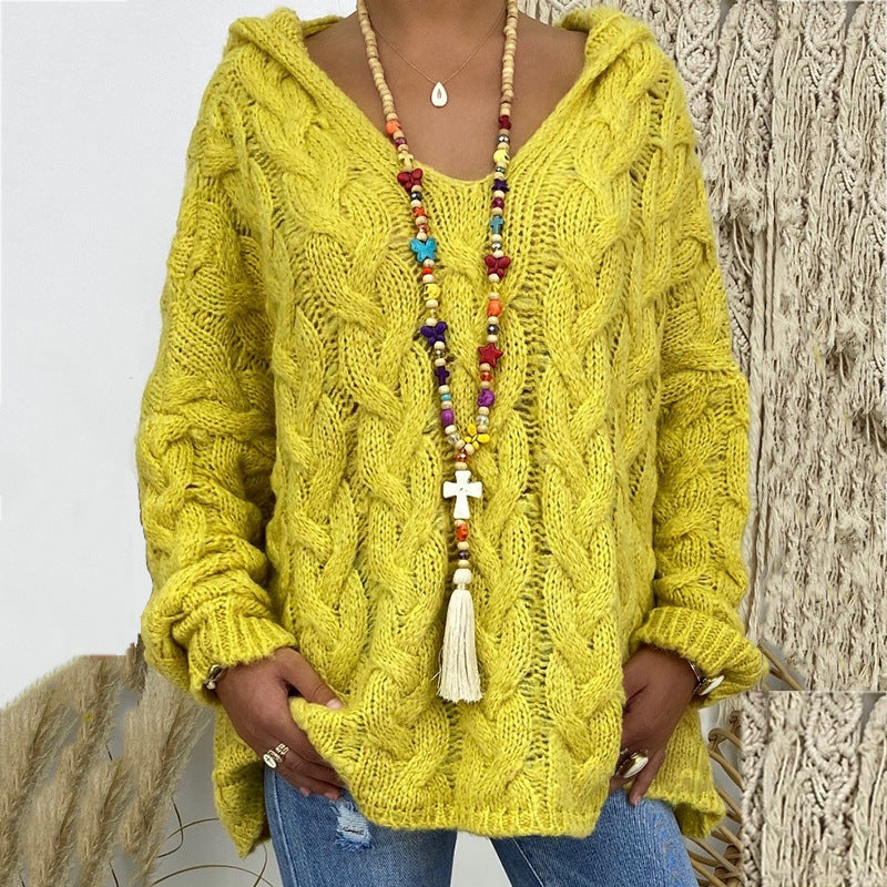 Women's Solid Color Hooded Sweater