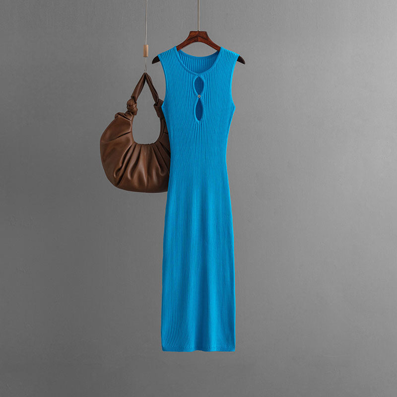 Sexy Hollow Sleeveless Round Neck Slim Fit Dress