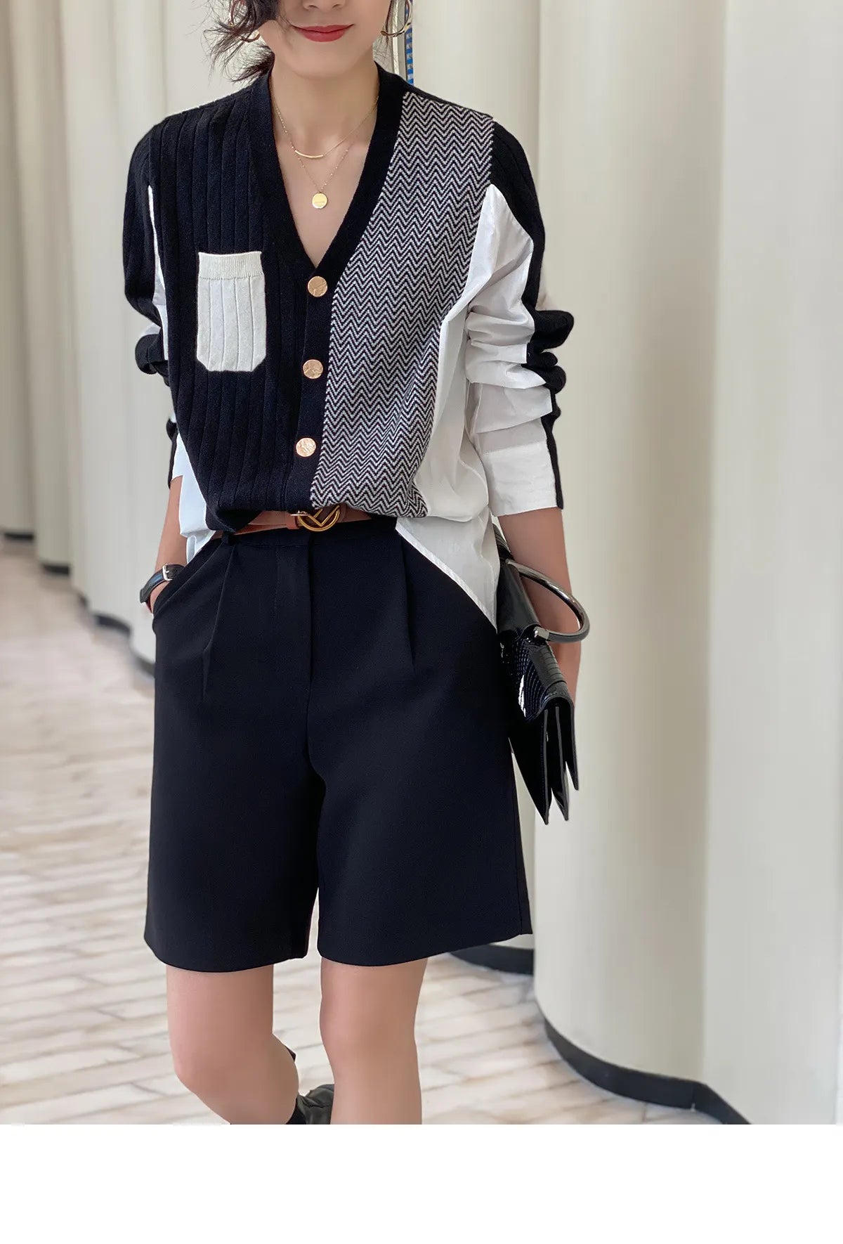 Irregular Shirt Stitching Elegant Cardigan