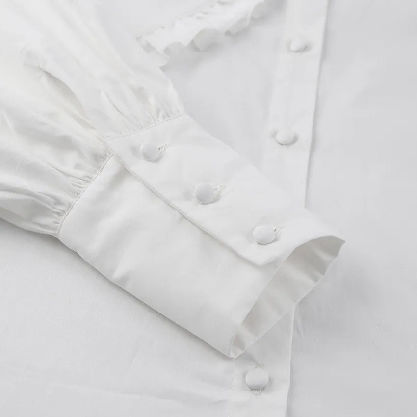 Classical Lapel Lantern Sleeves Shirt